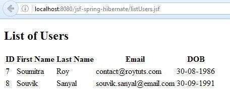 Jsf Spring Hibernate Users 1