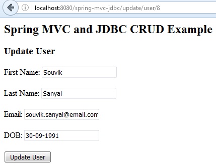 spring mvc and jdbc crud example