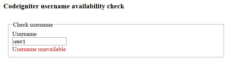 username availability check codeigniter
