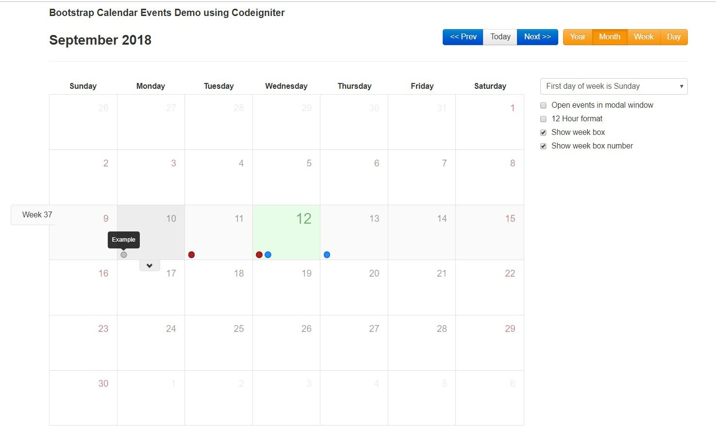 Bootstrap Calendar Events Demo Using Codeigniter Roy Tutorials