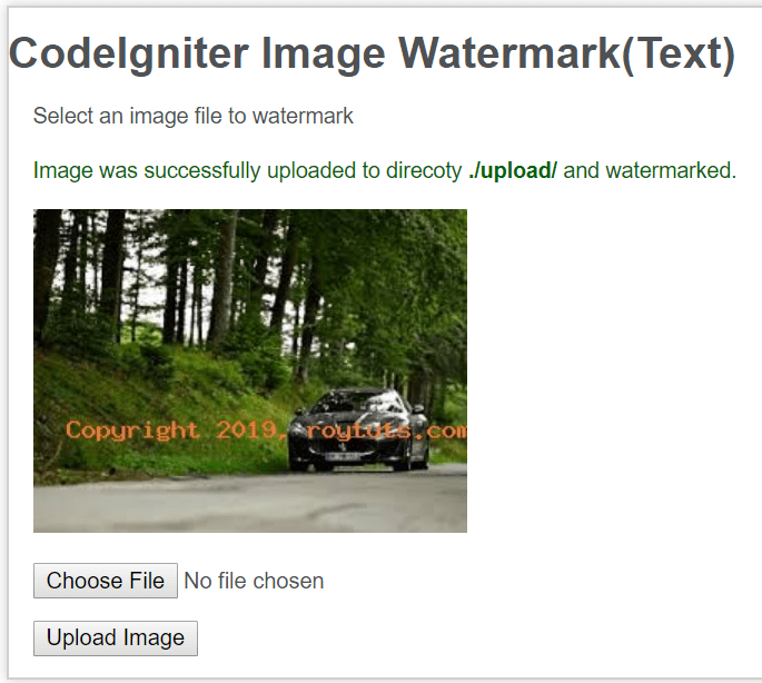 upload and watermarked using codeigniter