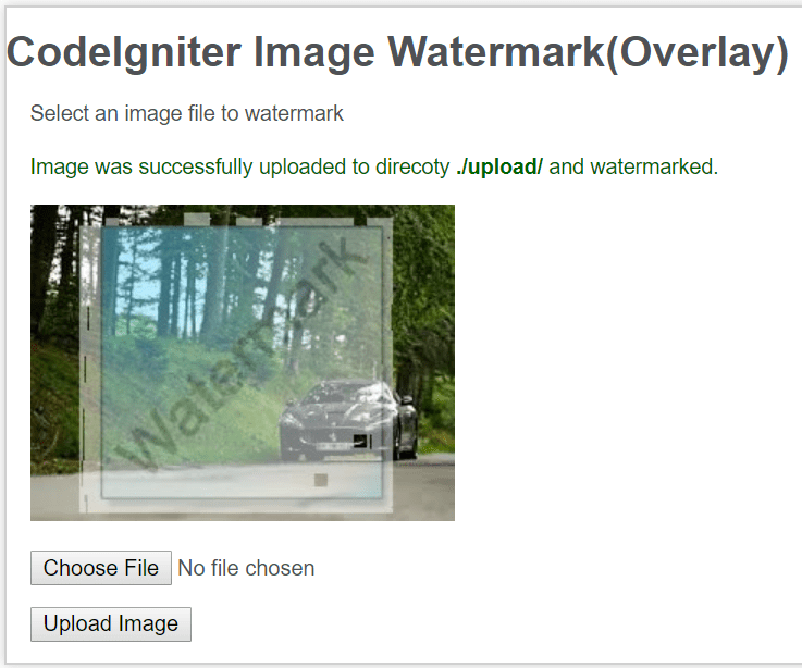 upload and watermark using codeigniter