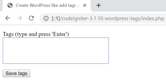 wordpress like add tags using codeigniter and jquery