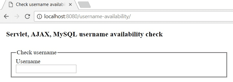 username availability servlet ajax mysql