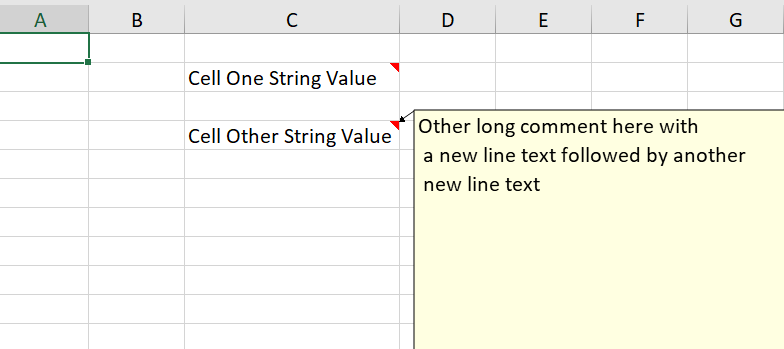 add comments in excel sheet cell using apache poi java api