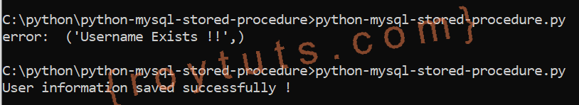 call stored procedure using python