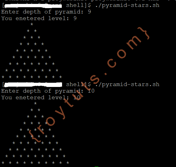 pyramid print using unix shell programming
