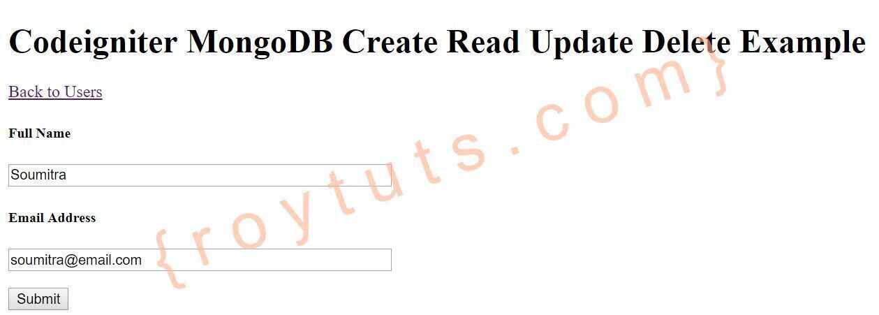 codeigniter mongodb crud example