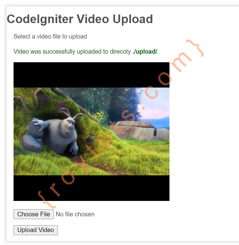 upload and play video using codeigniter