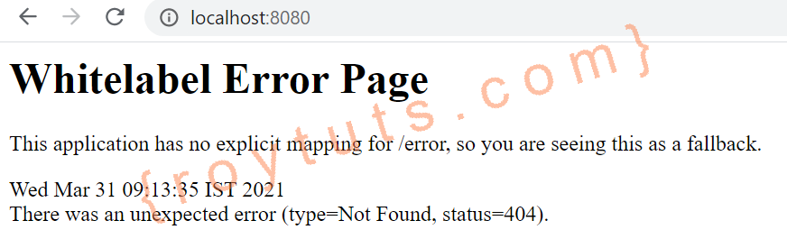 whitelabel error page in spring boot applications