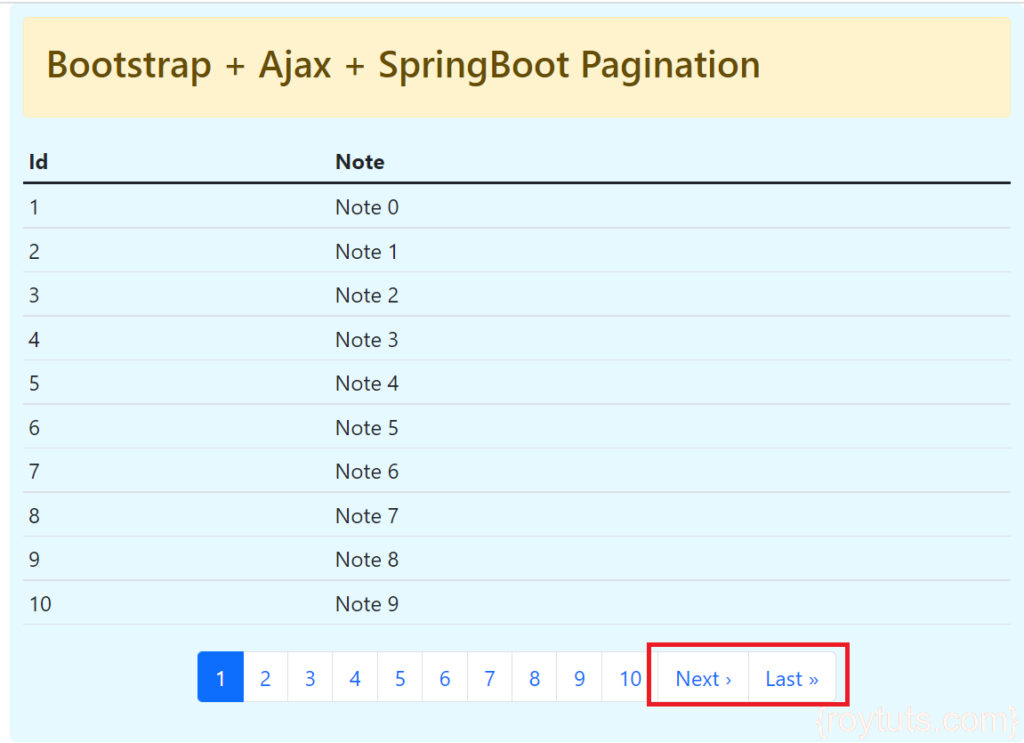 spring boot ajax bootstrap pagination