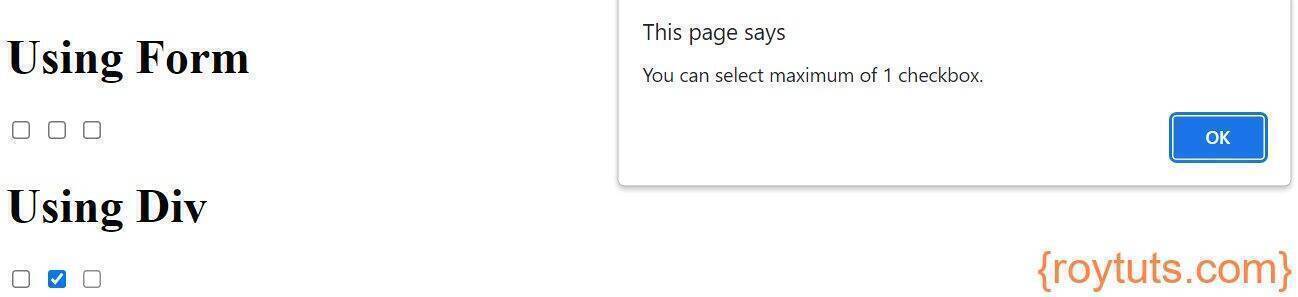 limit check box selection in javascript