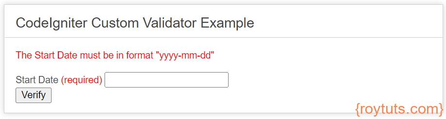 codeigniter custom validator
