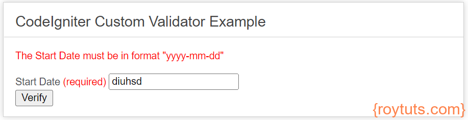 custom validation codeigniter