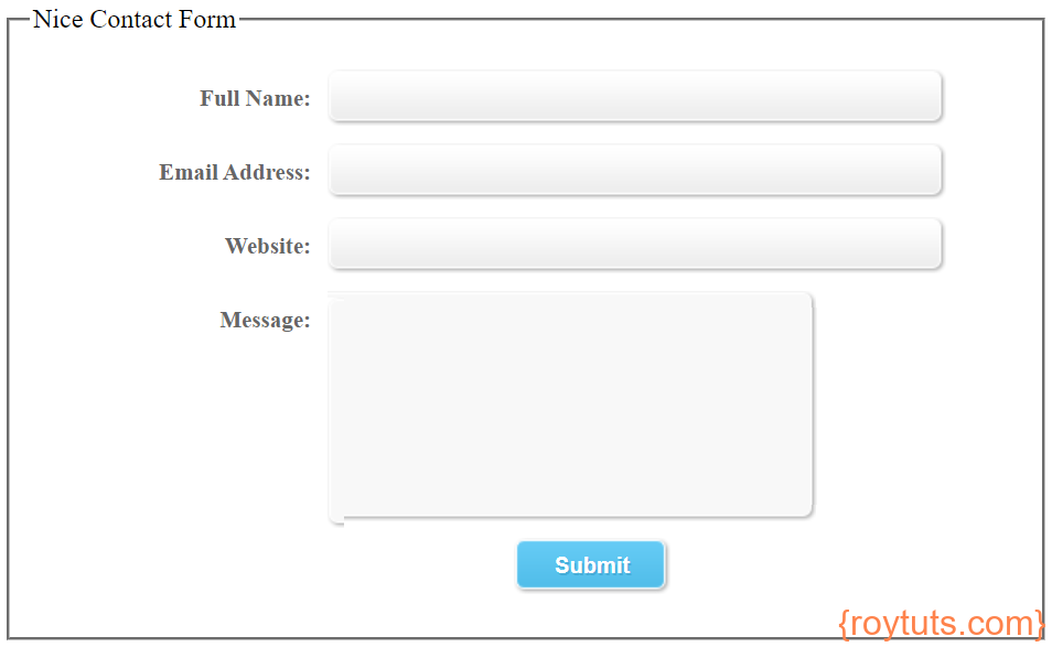 jquery nice contact form