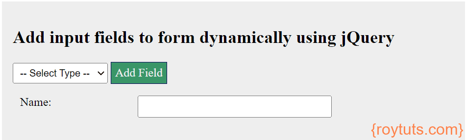 jquery form dynamic input