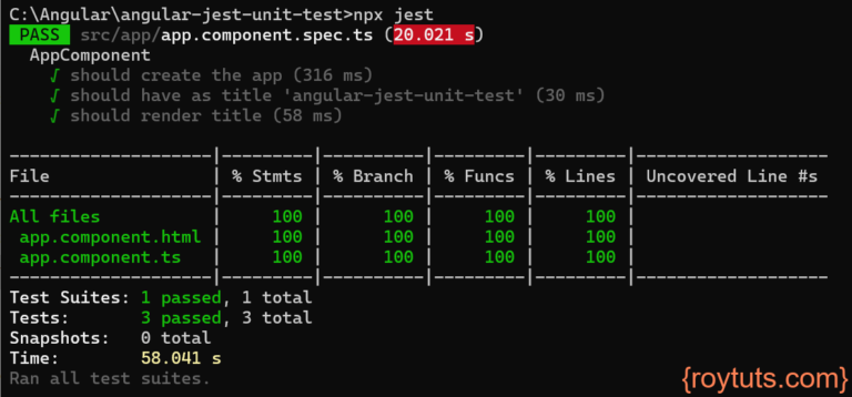 Angular Unit Testing with Jest - Roy Tutorials